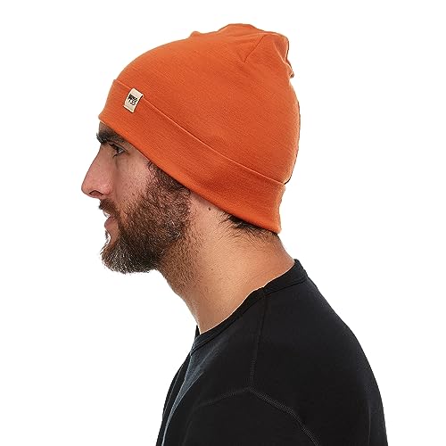 100% Merino Wool Cuff Beanie - Warm Winter Hat - Novelty Beanie - Toque - color: Burnt Orange