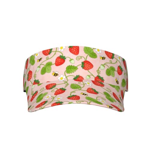 Adjustable Sun Visor Hats, Lightweight Open-Top Sports Visors - color: Strawberry