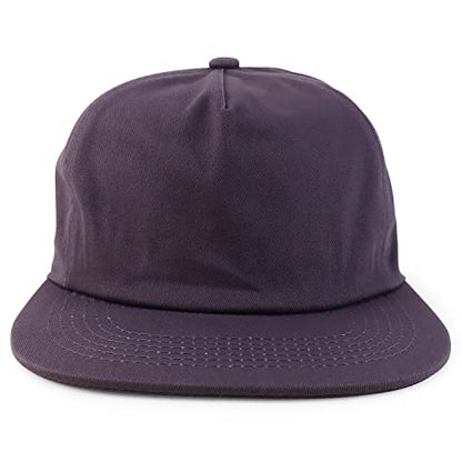 Trendy Apparel Shop Plain Unstructured 5 Panel Flat Bill Snapback Baseball Cap - color: Dark Grey