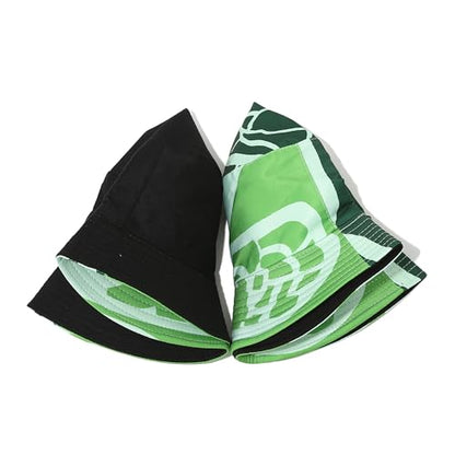 Unisex Print Double-Side-Wear Reversible Bucket Hat - color: Lettuce Vein