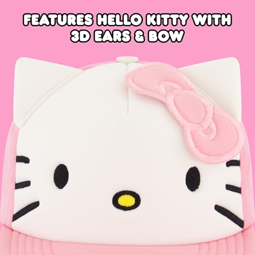 Hello Kitty Baseball Cap, Women's Snapback Hat with Flat Brim and 3D Ribbon and Ears - style: Hello Kitty
