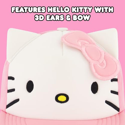 Hello Kitty Baseball Cap, Women's Snapback Hat with Flat Brim and 3D Ribbon and Ears - style: Hello Kitty
