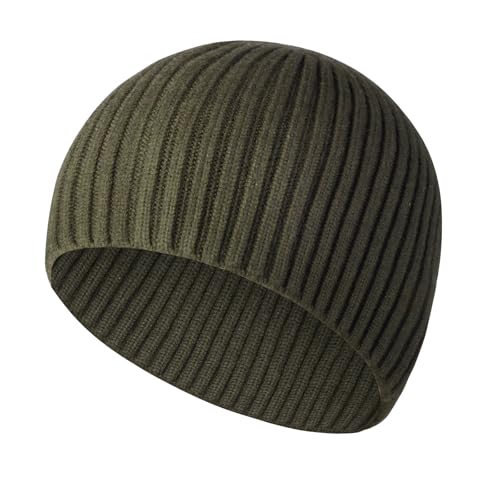Heniho Winter Wool Beanies for Men Women, Warm Plain Toboggan Hats Ski Running Knit Skull Cap - color: 1pack D- Army Green