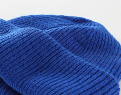 Connectyle Short Fisherman Beanie for Men Women Warm Winter Hats Knit Cuffed Beanies Skull Cap Acrylic Watch Hat - color: Royal Blue