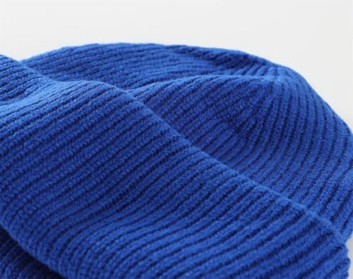 Connectyle Short Fisherman Beanie for Men Women Warm Winter Hats Knit Cuffed Beanies Skull Cap Acrylic Watch Hat - color: Royal Blue
