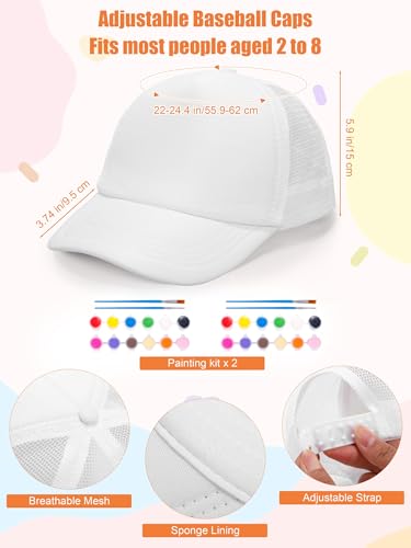 Aneco DIY Blank Trucker Hats Kit Adjustable Baseball Caps - color: White