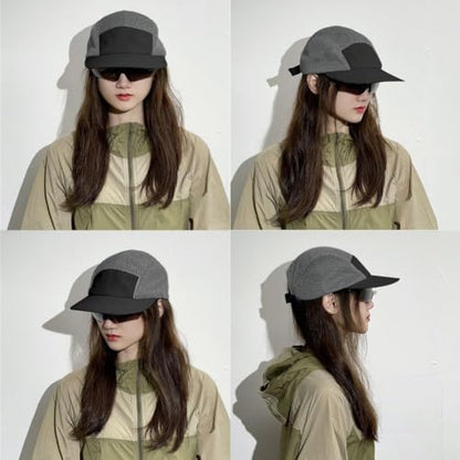 FASHIXD Mesh 5 Panel Runner Hat for Men Flat Brim Quick Dry Running Hat - color: Gray