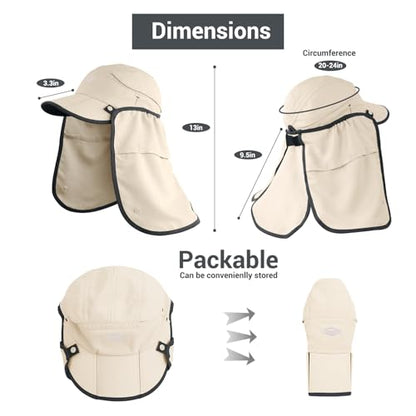 Palmyth Fishing Sun Hat with Detachable Neck Flap UPF 50+ Baseball Cap - color: Beige