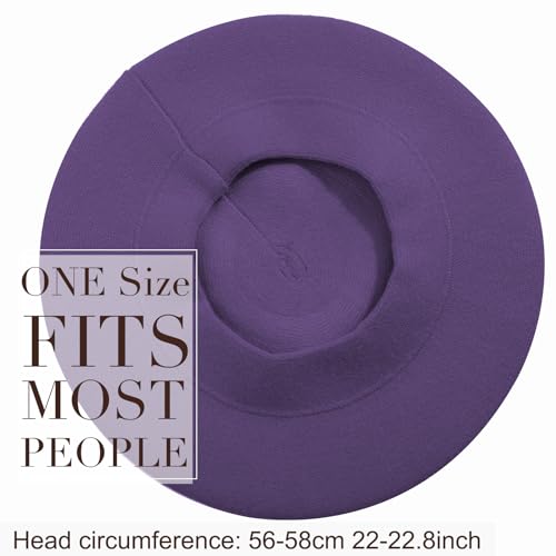 Sumolux Women Beret Hat French Beret Beanie Cap Classic Solid Color - color: Purple, size: One Size