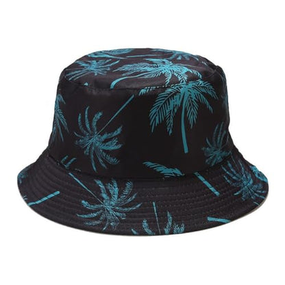 Quanhaigou Bucket Hats Unisex Summer Travel Beach Fisherman Cap for Men Women Teens - color: Black Blue Tree