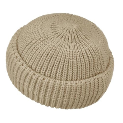 Clakllie Trawler Beanie Watch Hat Knit Cuffed Skullcap Roll-up Edge Stocking Hats Rolled Cuff Knitted Hat Ski Cap - color: Cdus-ddth3-khaki
