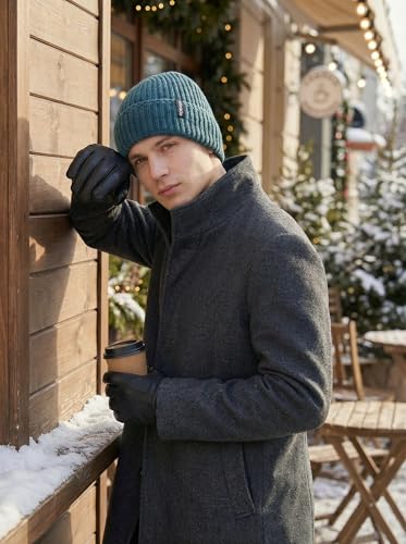 Beanie for Men Women Unisex Winter Hat Cuffed Thick Chunky Knitted Beanies Skull Cap - color: Royal Blue