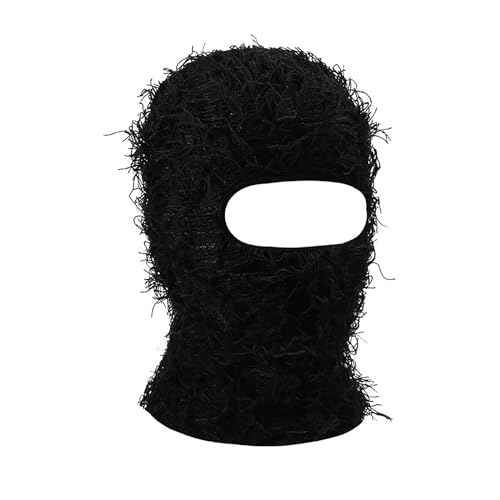 yolrdiw 2 Pieces Winter Distressed Balaclava Knitted Ski Full Face Mask for Women Men - color: Black