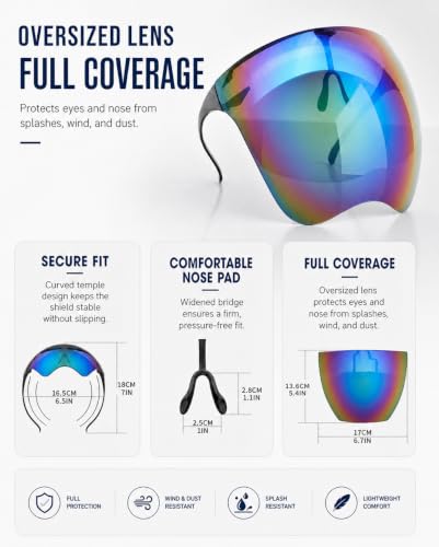 Full Face Shield Visor Sunglasses - Futuristic Rainbow UV Blocking, Blue - color: Gradiance Blue