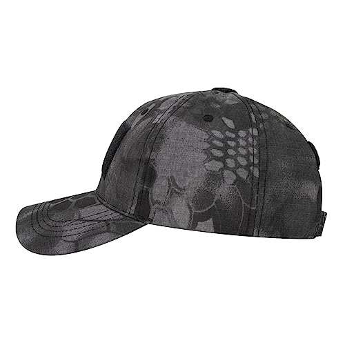 TOPTIE Tactical Baseball Cap with 3 Loop Patch Areas, Adjustable - color: Snake Black Camo