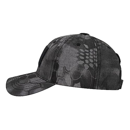 TOPTIE Tactical Baseball Cap with 3 Loop Patch Areas, Adjustable - color: Snake Black Camo