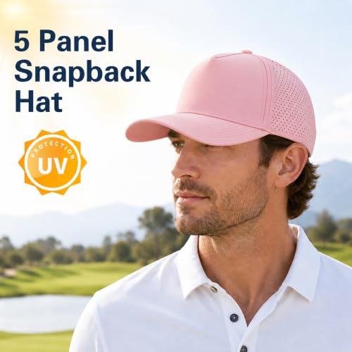 5 Panel Baseball Cap Quick Dry Mesh Snapback Hat for Women Men - color: Pink