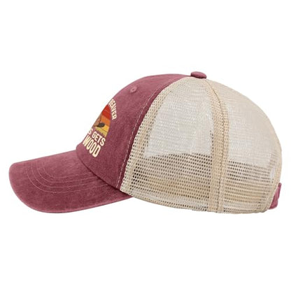A Clean Beaver Always Gets More Wood Trucker Hats - Women's & Men's Funny Dad Hats - Perfect Birthday Gifts - color: Red