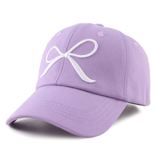 Zsedrut Girls Glitter Baseball Cap Kids Adjustable Ponytail Hat Toddler Summer Mesh Trucker Hats - color: Bow Style-light Purple