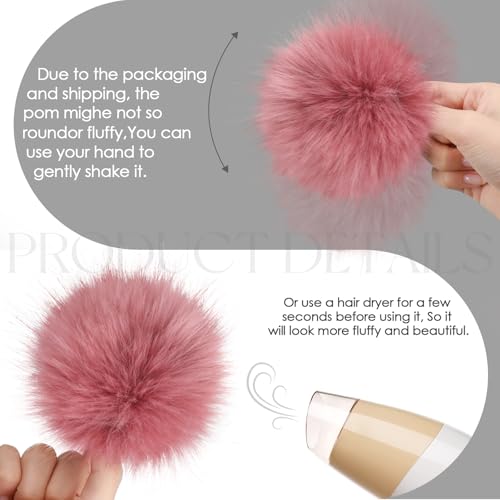 Juinte 12 Pcs 6 Inch Large Fur Pom Pom Balls for Hats, Retro Color - color: Retro Color