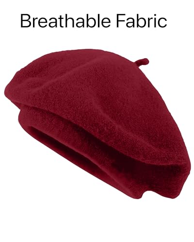 Parquet Solid Color French Beret Hat. Classic French, Casual and Chic Lightweight Cap for Women - color: Burgundy