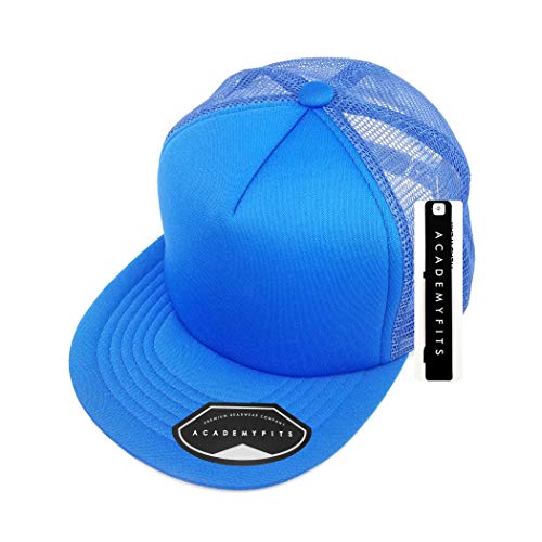 Quality 5 Panel High Crown Trucker Foam Mesh Hat Snapback Men Women Unisex Waterproof Blank Cap #2070 - color: Royal