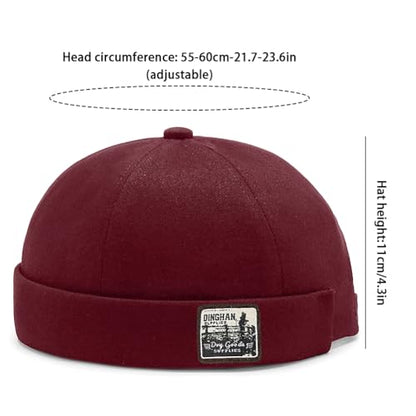 DIYDECAL Brimless Docker Cap,Skullcap Beanie, Retro Sailor Hat for Mens Womens - color: Wine