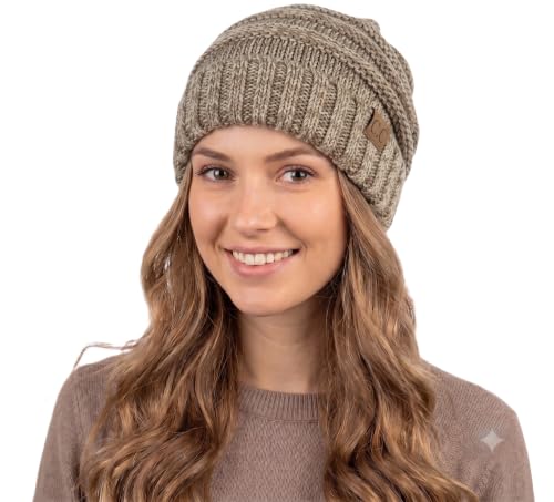 NYFASHION101 Slouch Wrinkled Beanie Cap Slouchy Skull Hat - color: Taupe Mix