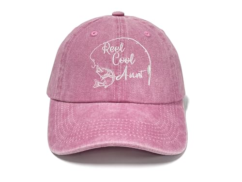 Reel Cool Fishing Hat for Mom Dad Grandma Grandpa Uncle Auntie - color: Reel Cool Aunt (Washed Pink)