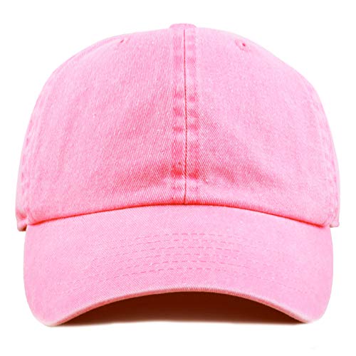 The Hat Depot 100% Cotton Pigment Dyed Low Profile Dad Hat Six Panel Cap - color: 1. Pink
