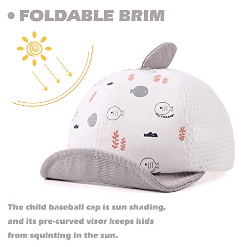 JANGANNSA Baby Duck Cap Infant Kids Sun Hat Bear Cute Cartoon Caps Spring Summer - color: Mesh Gray Shark, size: 3-18 Months