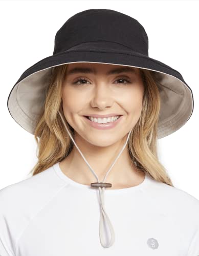 Solbari Women's Holiday Sun Hat UPF 50+ - color: Black/Beige, size: Small-Medium