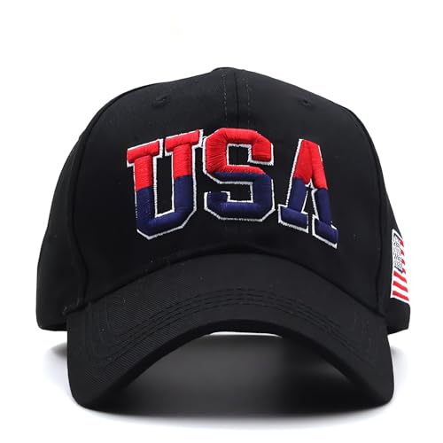 American Flag Baseball Caps Embroiderred USA Flag Patriotic Dad Hat Adjustable Trucker Hats for Men Women - color: Usa Flag Navy Black