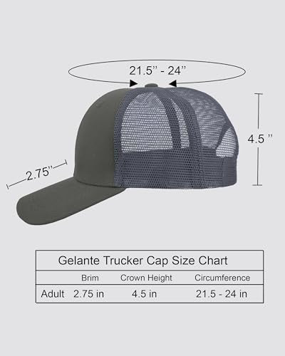 Gelante Mesh Trucker Hat Baseball Cap Structured Front Panel Wholesale LOT 12 Pack - color: Dark Gray