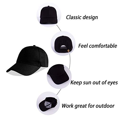 LANGZHEN Unisex Baseball Cap 100% Cotton Fits Men Women Washed Denim Adjustable Dad Hat - color: Structured-navy+structured-black