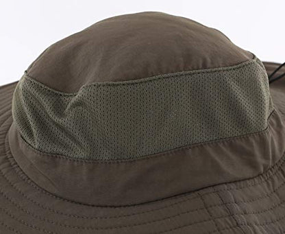 Home Prefer Outdoor UPF50+ Mesh Sun Hat Wide Brim Fishing Hat with Neck Flap Sun Hat for Men Women - color: Army Green