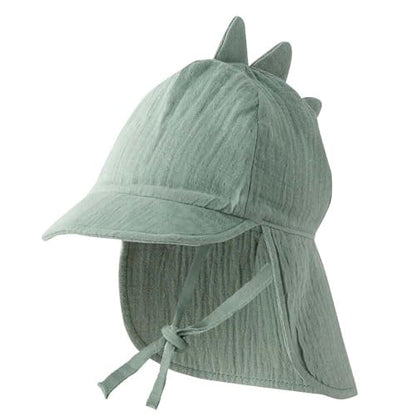 Baby Boys Girls Sun Hat 100% Cotton Flap Hat,Toddler Kids Hats with Neck Protection,Summer Essentials for Baby - color: Cotton Yarn Green Dino, size: 6-12 Months