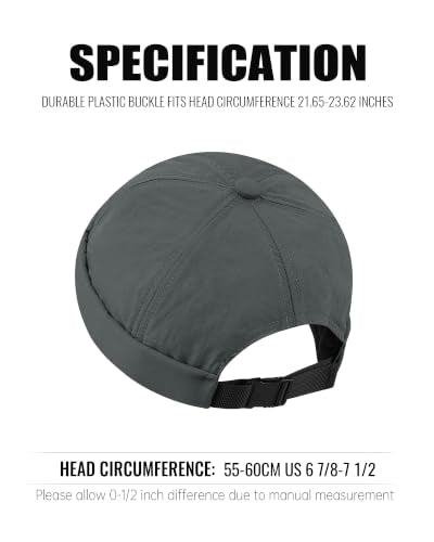 Clakllie Quick Dry Brimless Docker Cap for Men Summer Beanie Sailor Skullcap Lightweight Waterproof Adjustable No Brim Hat - color: S-ct81-grey