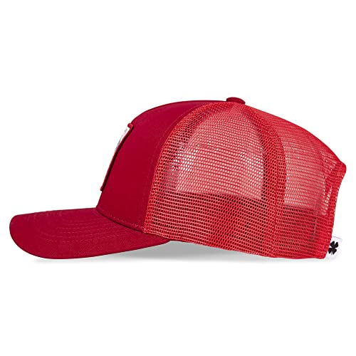Lucky Brand Trucker Hat | Snapback | Adjustable | Mesh Back | Retro | Baseball Cap | Golf | Fishing | American Heritage - color: Clover Patch - Red