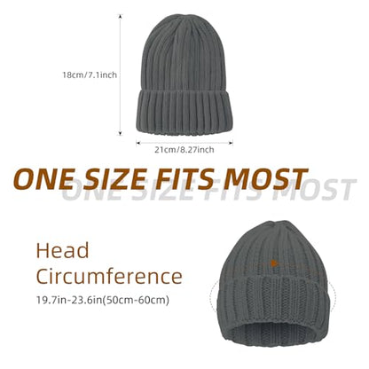 ZOORON 1&2 Winter Beanie for Women Soft Warm Slouchy Knit Hat Ski Stocking Cuffed Cap - color: Dark Grey