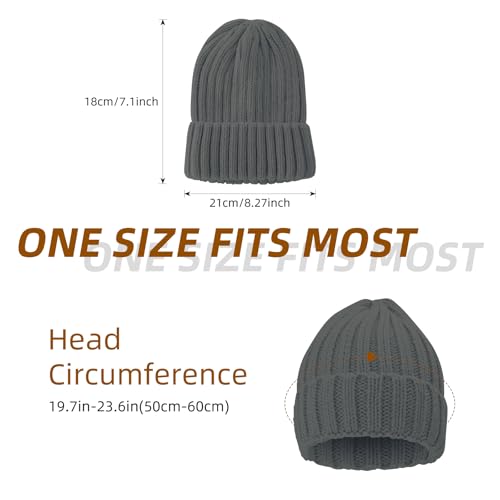 ZOORON 1&2 Winter Beanie for Women Soft Warm Slouchy Knit Hat Ski Stocking Cuffed Cap - color: Dark Grey