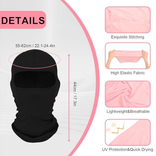 2Pcs Full Face Cover Ski Mask Balaclava Unisex Hood Cap Neck Gaiter UV Protector for Outdoor Sports Snowboard Travel - color: Black + Black