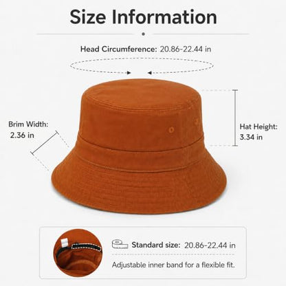 Cotton Bucket Hat Packable Beach Sun Hat for Women Men - color: Sunsetred