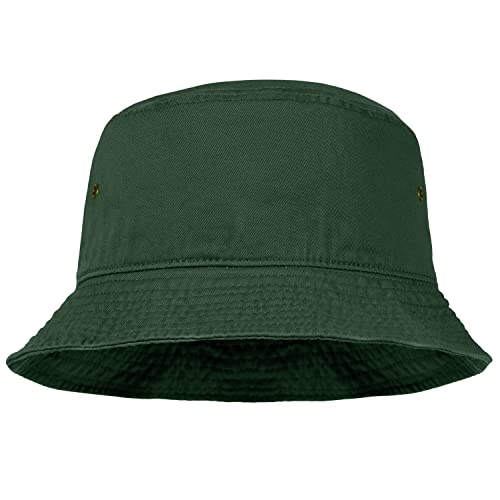 Falari Men Women Unisex Cotton Bucket Hat 100% Cotton Packable for Travel Fishing Hunting Summer Camp - color: Dark Green, size: Large-X-Large