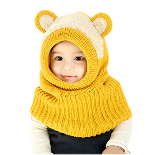 Baby Winter Hat Scarf Set, Unisex Infant Toddler Kids Hat Scarf - color: Yellow Bear, size: 1-3T