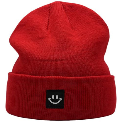 55cube Unisex Winter Beanie Hats Warm Thick Knit Cuffed Skullcaps - color: Red