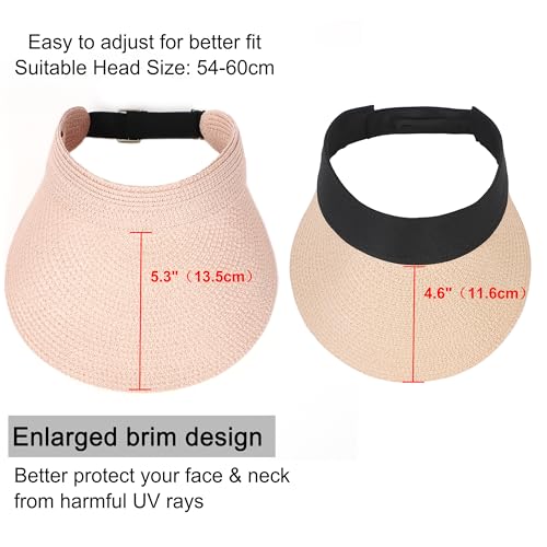 sy soul young Women's Beach Straw Hat with Ponytail Hole Packable Sunhat - color: Pink
