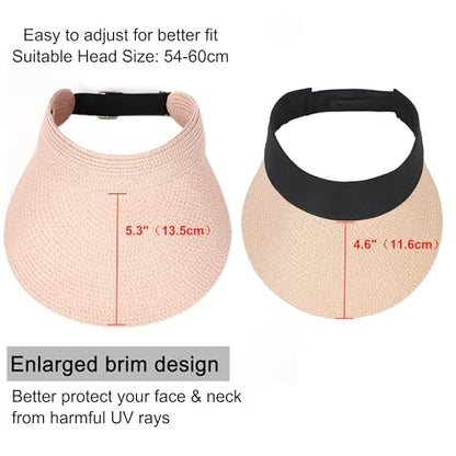 sy soul young Women's Beach Straw Hat with Ponytail Hole Packable Sunhat - color: Pink