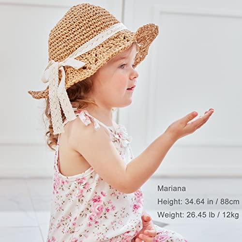 pureborn Baby Toddler Girls Straw Sun Hat Summer Beach Hat - color: Brown, size: 2-5T