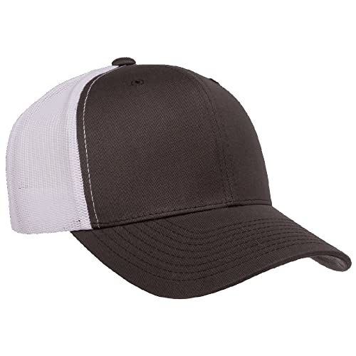 Yupoong Classic Mesh 6 Panel Retro Trucker Cap | Mid Profile Snapback - color: Charcoal/White
